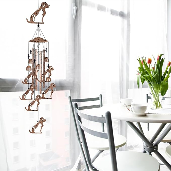 37" Dogs Wind Chimes for Garden,Home,Balcony,Yard,Outdoor Decor, Sympathy Wind Chimes, Wind Catcher, Dog Lovers Chimes,Blessing Wind Bell,Dog Decoration Gifts for Mom, Grandma, Family, Women, Friend