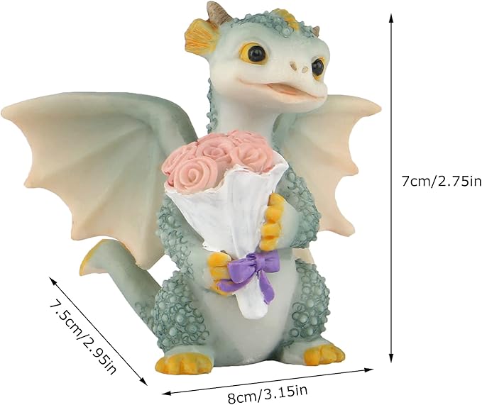 Mini Dragon Figurine, Resin Home Decor, Cute Ornaments, Lucky Animal Garden Statue for Micro Landscape