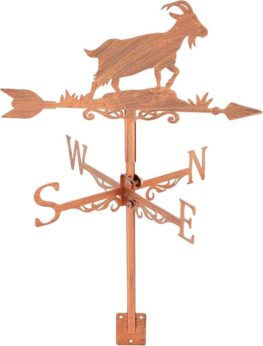 SUPERDANT Goat Weather Vane Animal Wind Vanes for Yard Metal Weathervane Roof Mount for Gardens Outside Reddish Bronze Weathervanes Farmhouse Farm Barn Sheds Patio Decorations