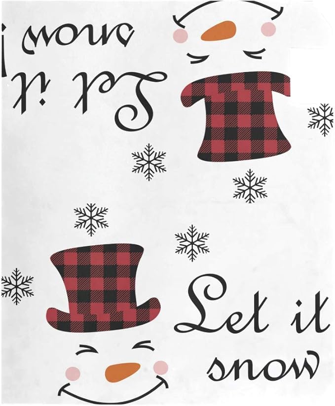 ALAZA WOOR Snowman Face Let It Buffalo Plaid Merry Christmas Magnetic Mailbox Cover MailWraps Garden Yard Home Decor for Outside Oversized-25.5" x20.8"