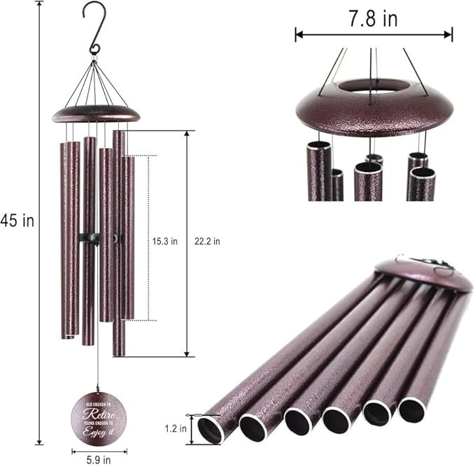 Personalized Wind Chimes Retirement, Retirement Gifts Celebrate Retire, Customized Congratulations Metal Wind Chimes for Parnents/Mom/Dad 36inch (Produced in USA)