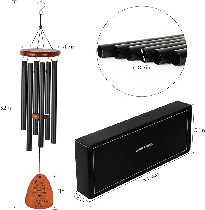 Sympathy Gifts for Loss of Loved One 32" Memorial Wind Chimes for Loss of Loved One Bereavement Condolence Gifts Sympathy Windchimes Memory Wind Chime with Memorial Card