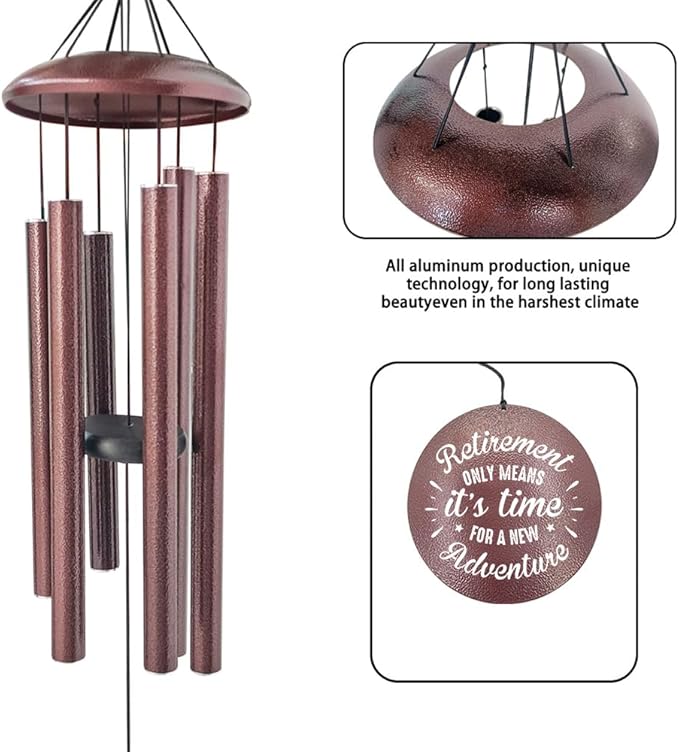Personalized Retirement Wind Chimes, Retirement Gifts for Women, Retirement Gifts for Women 2024, Wind Chimes for Outside 36-inch Deep Tone, Never Forget The Difference You Made.