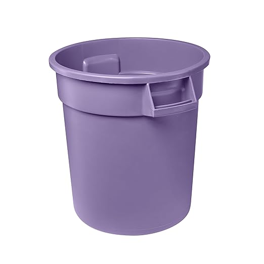 Feed and Seed Storage Container, 20 Gallon Purple Round Commercial Trash Can/Ingredient Bin, Food Storage Plastic Bin, Use in Agricultural, Gardening, or Household