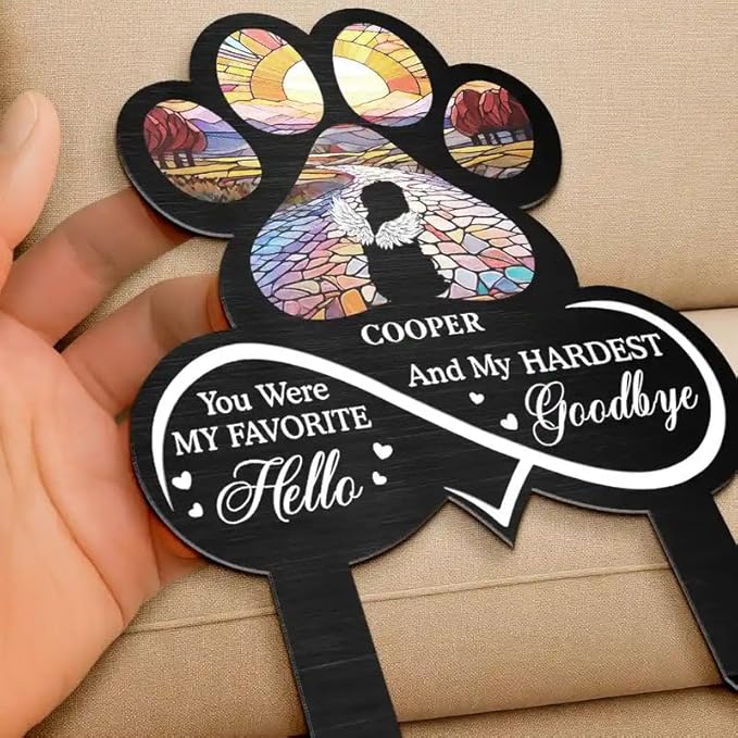 Personalized Metal Garden Stake - Outdoor Memorial Decoration, Sympathy Gift, Yard or Grave Marker - Pet Forever in My Heart Always Loved