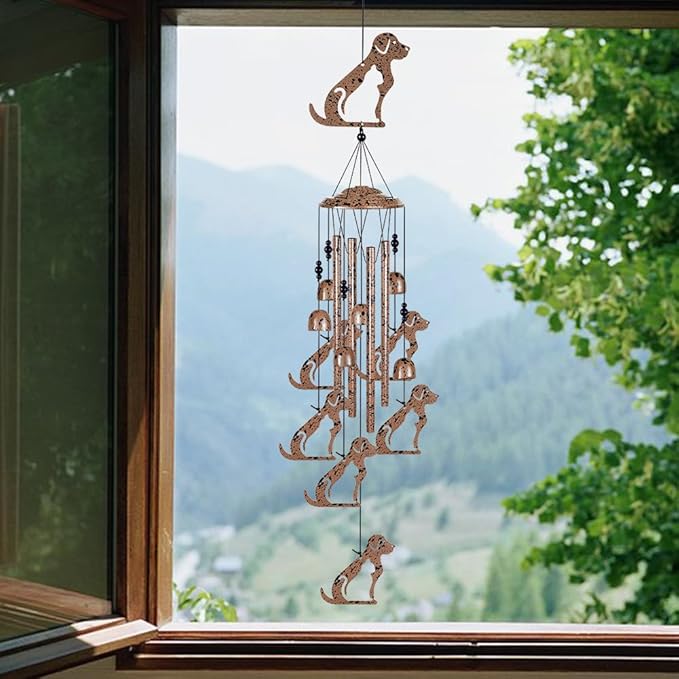 37" Dogs Wind Chimes for Garden,Home,Balcony,Yard,Outdoor Decor, Sympathy Wind Chimes, Wind Catcher, Dog Lovers Chimes,Blessing Wind Bell,Dog Decoration Gifts for Mom, Grandma, Family, Women, Friend