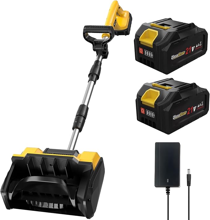20V 13-Inch Cordless Brushless Snow Shovel, Cordless Snow Blower with Two 4Ah Battery, Battery Snow Blower with Directional Plate & Adjustable Front Handle (2 * 4Ah Battery & Quick Charger Included)
