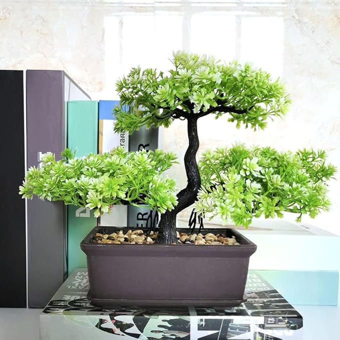 Bonsai Tree, Artificial Tree, Artificial Bonsai Plants, Artificial Bonsai Tree Juniper Faux Plants, Indoor Small Fake Plants Decor for Home Bedroom Office Desk Farmhouse Decor