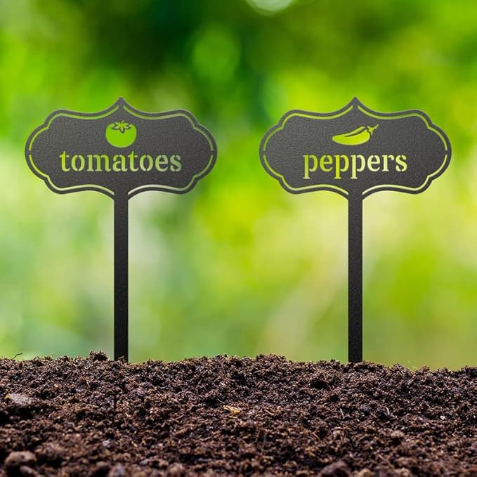 RealSteel - Seed & Plant Markers - Indoor/Outdoor Herb Garden Stakes - Elegant Fruit/Vegetable Seed Labels - Durable Plant Tags for Pots - Classy Design for Farmhouse/Greenhouse (Oops)