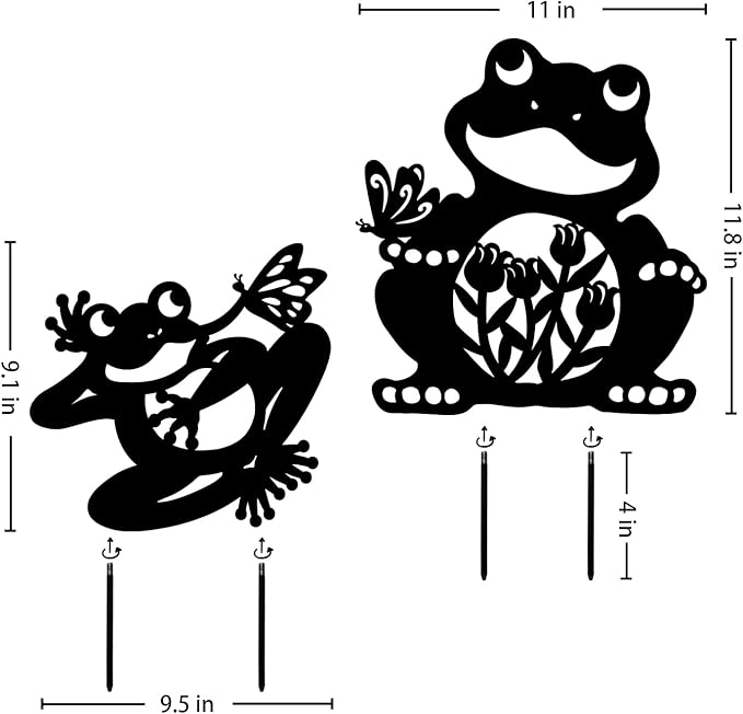 Frog Metal Decorative Garden Stakes Frog Gifts for Women Men Mom Birthday Gifts Silhouette Statues for Garden Decor, Yard Art, Patio, Outside, Lawn Ornaments, Outdoor Decorations