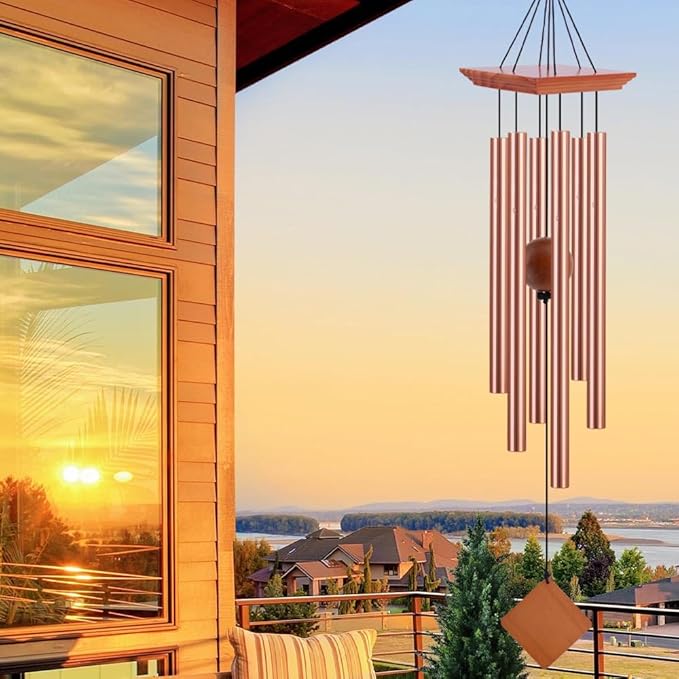 39" Deep Tone Large Wind Chimes for Outside Clearance, Memorial Sympathy Wind Chimes Outdoor for Porch Garden Yard Decor Patio,Sympathy Gifts for Loss of Loved One,Rose Golden