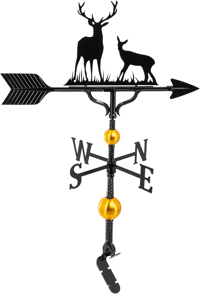 Montague Metal Products Deluxe Buck and Doe Weathervane - 14 Ornament Colors Available - Roof Mount Included (4 to Choose from) - Deer Weathervane - Hunter Gift Ideas