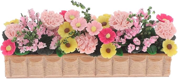 GANAZONO 2pcs Miniature Flower Bed Dollhouse Garden Planter Bed Mini Window Box Micro Landscape Decoration Fairy Garden Dollhouse Accessories