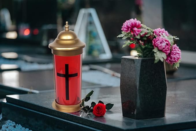 Lights for Cemetery as Bereavement Gifts or Memorial Lanterns with Garden Stakes for Outside Lights for Yard as Outdoor Decorations with Cross