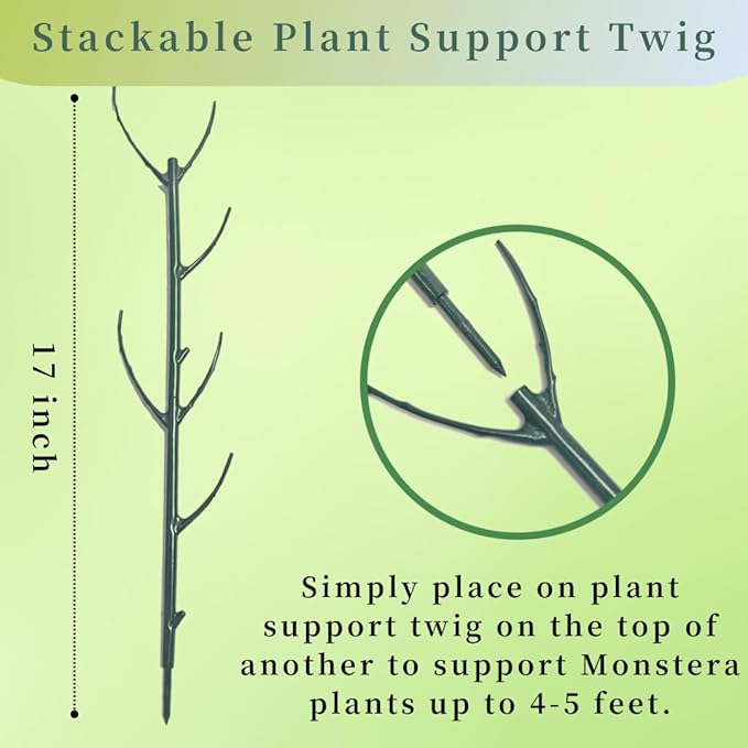 5 Pack Stackable Monstera Plant Support Stakes, 38inch Climbing Garden Plant Support Sticks Structures with 20pcs Clips & Ties, for Indoor Outdoor Plants Alternative to Moss Pole