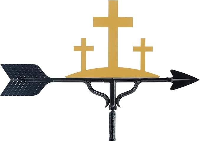 Montague Metal Products Deluxe Crosses Weathervane - 14 Ornament Colors Available - Roof Mount Included (4 to Choose from) - Cross Ornament Weathervane