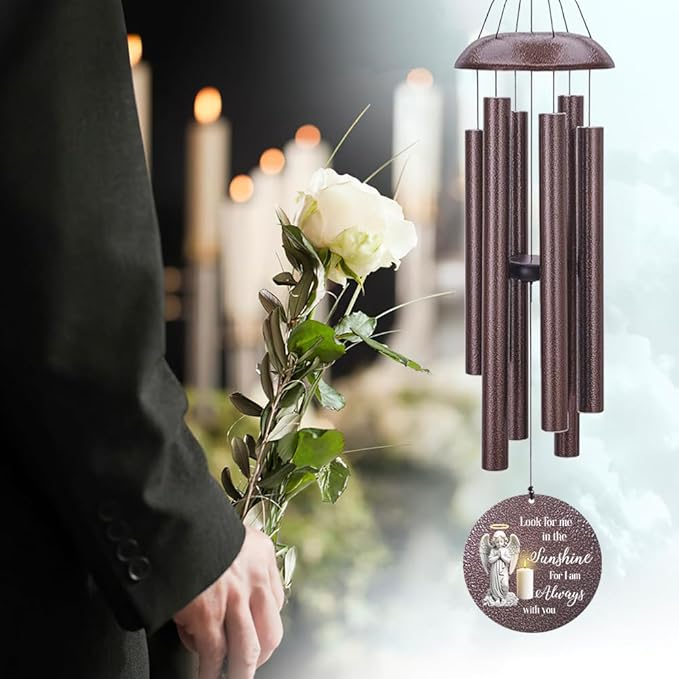 Sympathy Wind Chimes, Personalized Wind Chime for Loss of Loved Father/Mother, Commemorative Memorial Angel Bereavement Condolences Gifts for Funeral 36inch (Produced in USA)