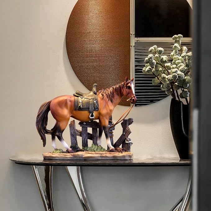 10 INCH Horse Statue Figurine Sculpture Resin Collectible Gifts for Horse Lover Office Home Decor Desk Accessories Decoration Garden Figurines Outdoor Decor (Brown)