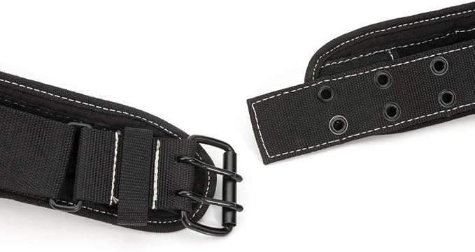 Dickies 5-Inch Padded Work Belt with Double-Tongue Roller Buckle, Adjusts to Fit Waists 32 to 52 inches, Black