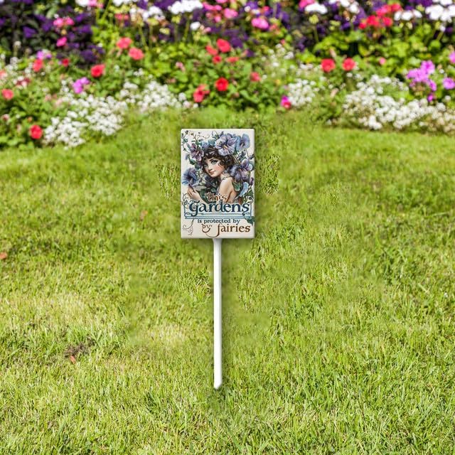 Uptell This Garden is Protected By Fairies Yard Signs with Stakes Aluminum Sign for House/Front Door Outdoor Decoration,Weather Resistant 8x12 Inch