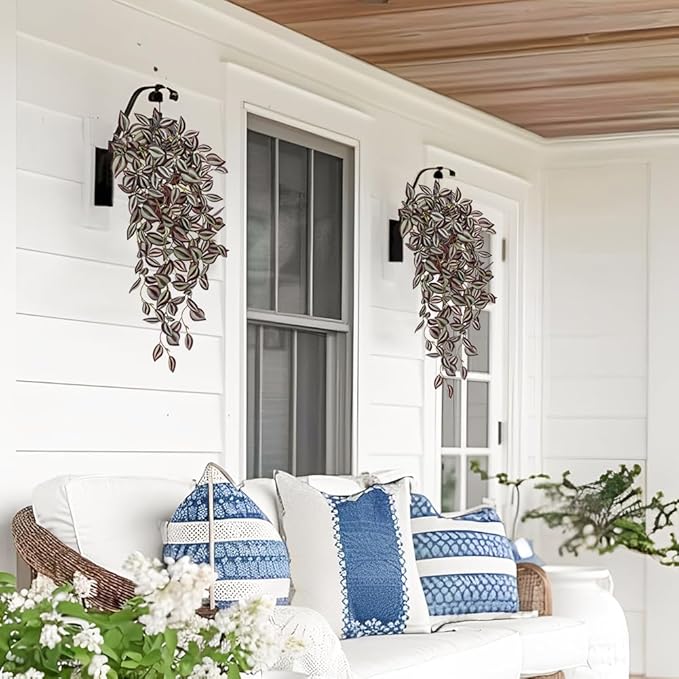 DILATATA Fake Hanging Plants Artificial Hanging Plants 181 Leaves Faux Wandering Jew Hangings Leaves Plant for Wall Shelf Home Indoor Outdoor Decor - 5 Pack