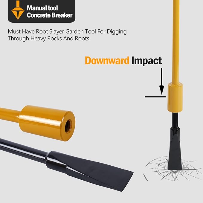 Root Cutting Tool, Hole Digging Tool, Tamping Bars, Garden Remover Tool for Bamboo Tree Roots Rocks Shrubs Bushes Stumps - Heavy Duty