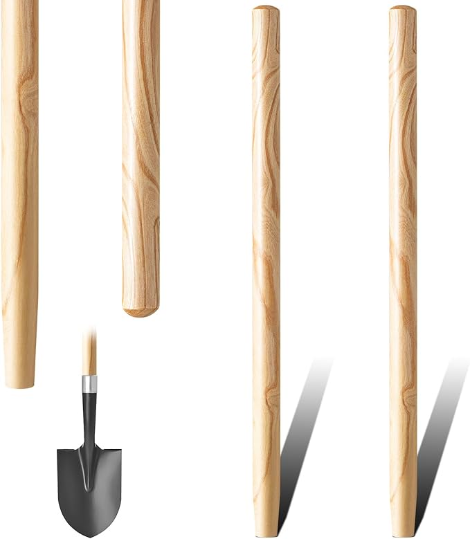 Menkxi 2 Pcs Wooden Shovel Handle Replacement for Long Handle Shovels Garden Tool (41")
