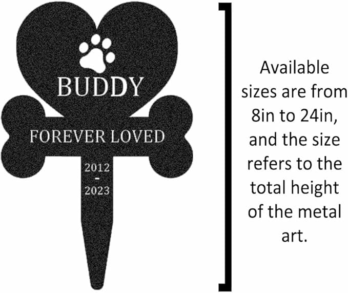 Personalized Cat Dog Memorial Stake Grave Marker Outdoor Cemetery Burial Marker, Custom Metal Cat Dog Pet Memorial Garden Sign with Paw, Pet Sympathy Gifts