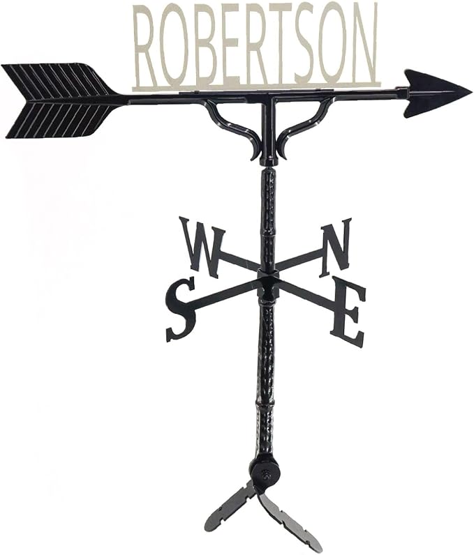 Montague Metal Products - Custom Name Weathervane - 13 Ornament Colors Available - Roof Mount Included - Metal Wind Vane - Made in The USA