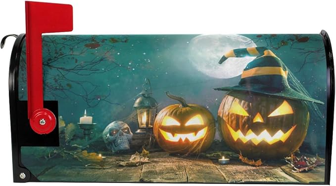 WOOR Halloween Pumpkin Magnetic Mailbox Cover Oversized for Garden Yard Outdoor Decorations-20.8" x 25.5"