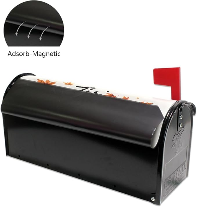 Fall Autumn Maple Leaf Pumpkin Football Magnetic Mailbox Cover MailWraps Garden Yard Home Decor for Outside Standard Size-18"x 20.8"