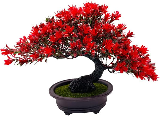 Artificial Plants & Greenery Fycooler Fake Plants Plastic Artificial Bonsai Tree, Red Bonsai Tree Juniper for Home Bedroom Living Room Office Desk Bookshelf Farmhouse Decor Zen Garden Decorations