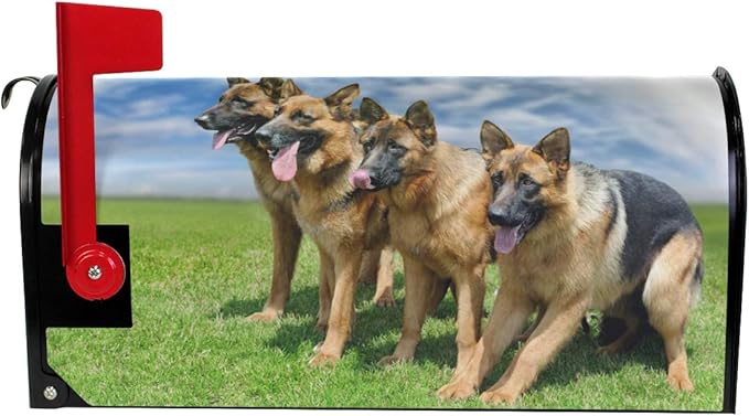 WOOR German Shepherd Dog Magnetic Mailbox Cover Standard Size for Garden Yard Outdoor Decorations-18 x 20.8"