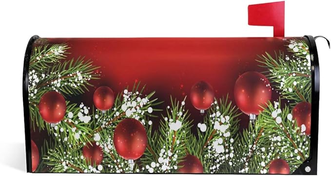 WOOR Christmas Tree Decoration Red Magnetic Magnetic Mailbox Cover Standard Size for Garden Yard Outdoor Decorations-18 x 20.8"