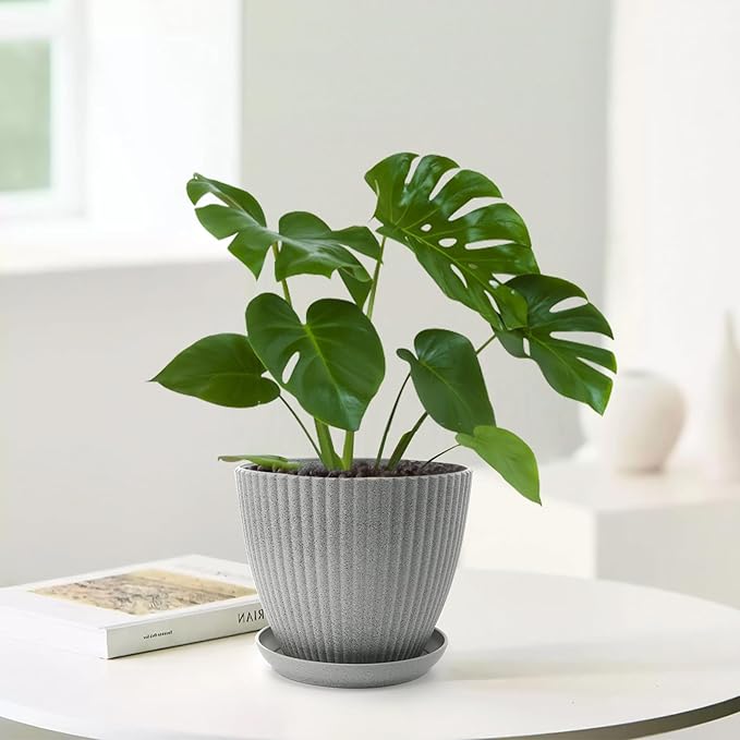 7.5/6.7/5.9/5.1/4.3/3.5 Inch Plant pots Flower Pots Indoor Outdoor,Indoor/Outdoor Flower Pots for Succulents, Herbs, Cactus - Modern Lightweight Durable Planter Set