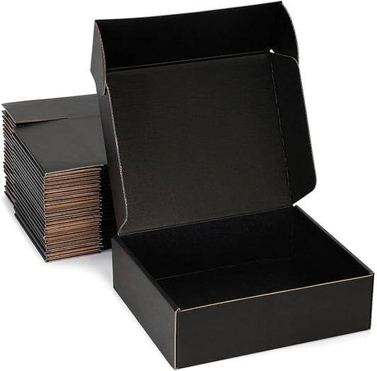 Small Shipping Boxes 9x6x2 Inch (25 Pack) - Sturdy Black Corrugated Cardboard Boxes for Small Business, Ecommerce, Mailing & Packaging | Recyclable Gift & Storage Boxes