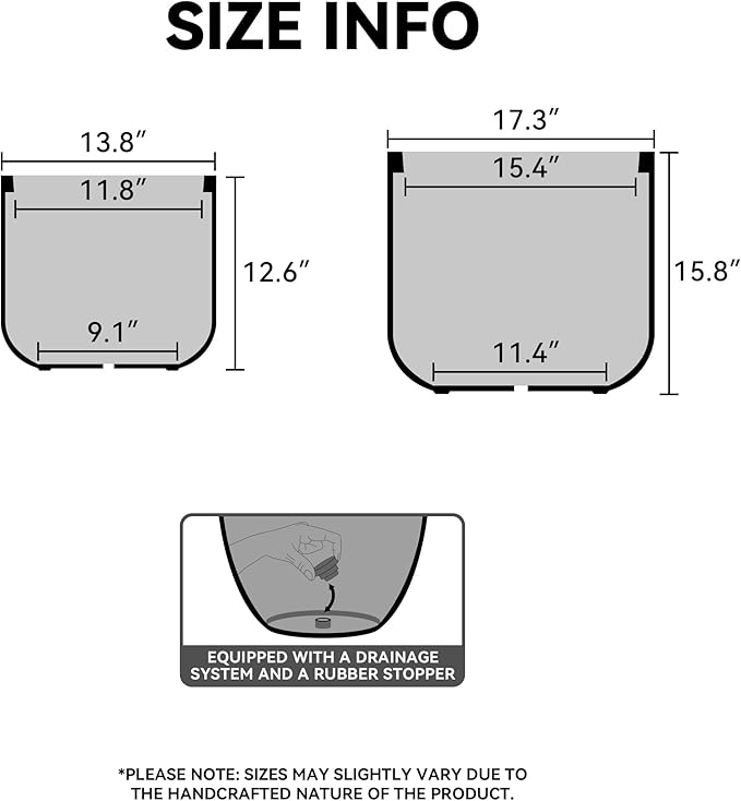Kante 17.3-Inch Dia Round Concrete Planter, Indoor & Outdoor Garden Pot with Drainage Hole & Rubber Plug, Ideal for Flower and Tree, Weathered Concrete