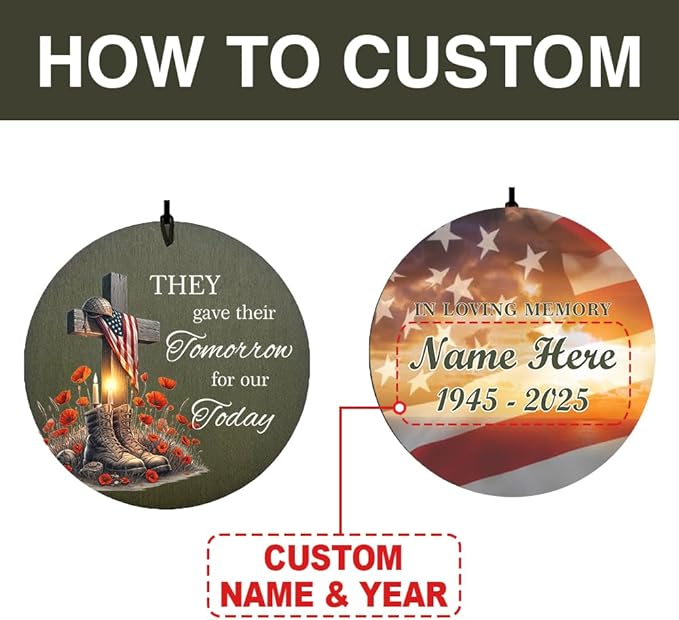 Memorial Wind Chimes, 36inch Personalized Wind Chimes, Sympathy Gifts, in Loving Memory of US Veteran/Soldier, in Loving Memory of Dad, Condolences Wind Chime (Produced in USA)