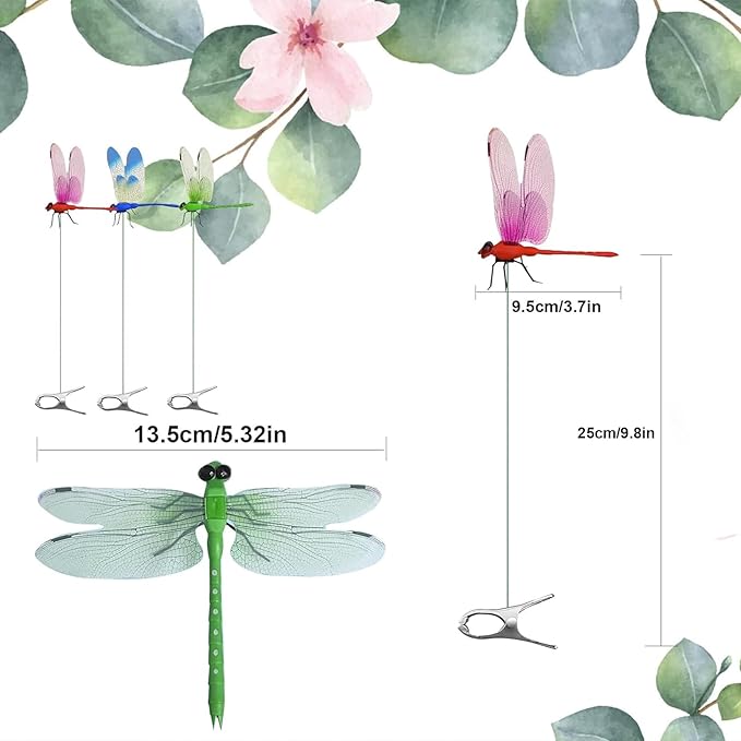6 PCS Dragonfly Clip,3D Simulation Dragonfly Clips for Outdoor Indoor Fake Plastics Dragonfly for Garden Stakes Yard Patio Ornaments with Clip for Hat Clothes, Fly Scare Devices (6Pack Multicolor)