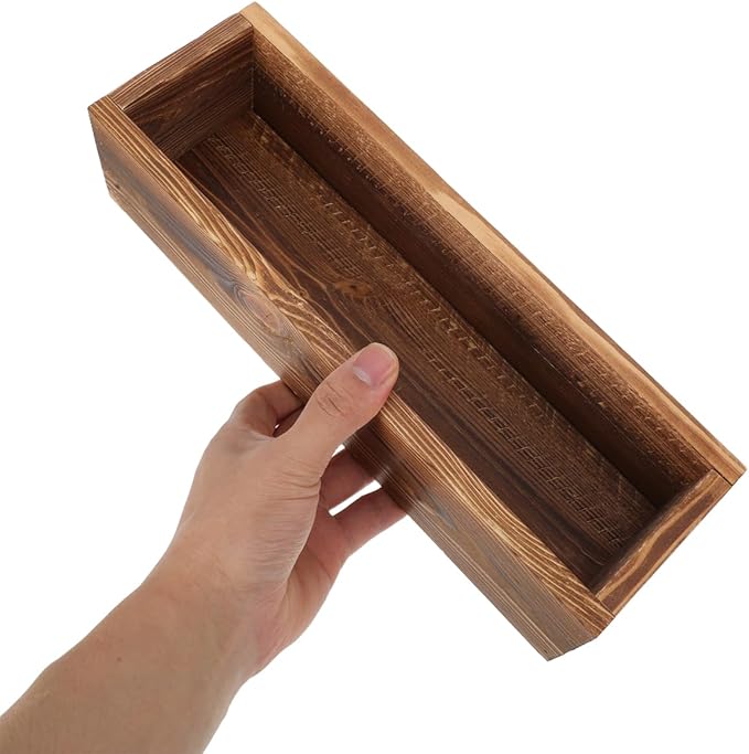 BESPORTBLE Rustic Wooden Rectangle Planter Box: Rectangular Succulents Plant Container for Outdoor & Indoor - Wood Window Box for Farmhouse Wedding Balconies Garden, 11.7 * 3.7 * 2.7inch