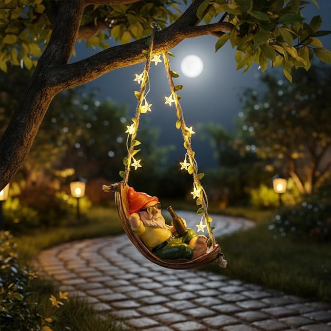 Gnome Statues for Garden Decor,Garden Hanging Decor, Resin Hanging Decorations for Outdoor, Tree Ornaments Figurines for Outside Gifts for Man Women. (Beer)