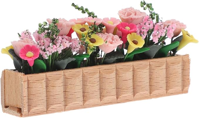 GANAZONO 2pcs Miniature Flower Bed Dollhouse Garden Planter Bed Mini Window Box Micro Landscape Decoration Fairy Garden Dollhouse Accessories