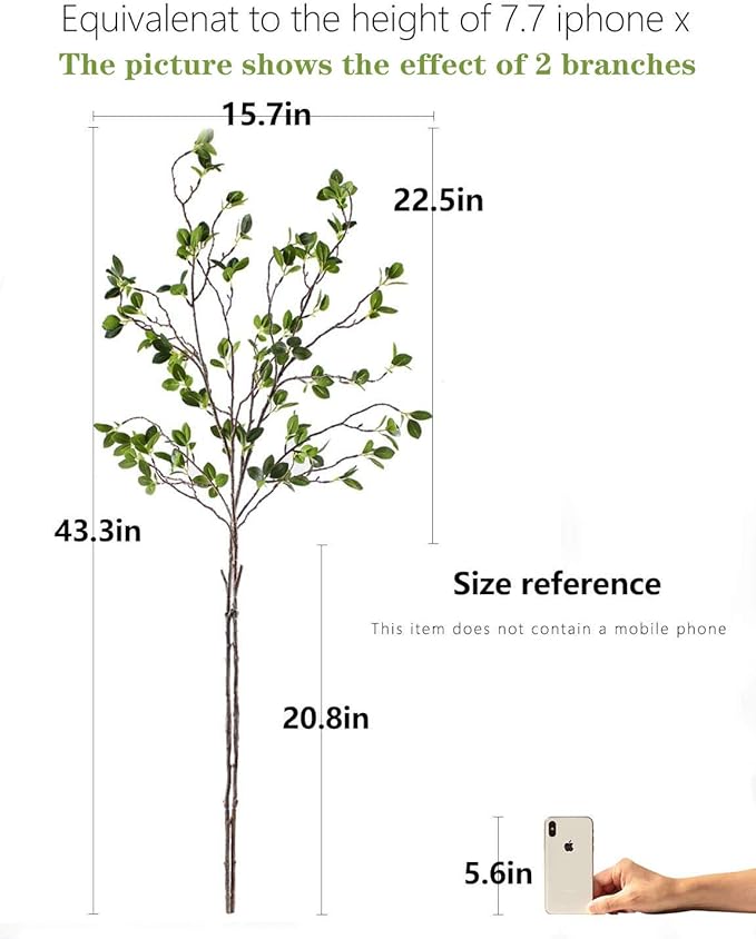 HWL Artificial Plant 43.3 Inch Green Branches Leaf Shop Garden Office Home Decoration (2 pcs)