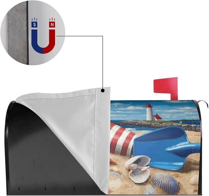 Coastal Lighthouse Mailbox Covers Magnetic Letterbox Covers 21x18 Inch for Garden Outdoor Decoration