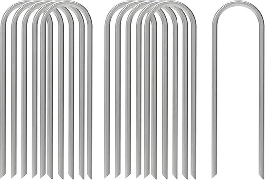 AAGUT 100x Metal Garden Stakes Tent Drip Line Irrigation Stakes,12 Inch Round Top Yard Chicken Wire Staples,Soaker Hose Tubing Spikes Landscape Fabric Staples, Sod Fence Lawn Ground Weed Barrier Pins