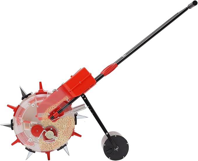 Manual Hand-Push Seeder,6 Nozzles Hand-Push Roller Seeding,Garden Seeder,Durable Sweet Corn Planter, Accurate Seed Drill for Gardeners,8.27Lbs Storage Box, Quantitative Sowing (1-2 Seeds)