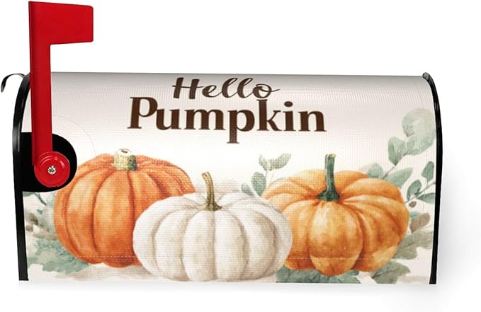 Festive Magnetic Mailbox Cover Pumpkin Thanksgiving Fall Outdoor Mailbox Protector Holiday Seasonal Decorative Garden Yard Home Standard Size 21 x 18 Inch