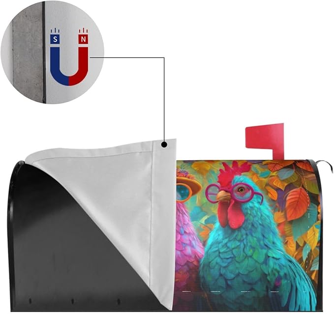 Country Farm Chicken Mailbox Covers Magnetic Letterbox Covers 21x18 Inch for Garden Outdoor Decoration