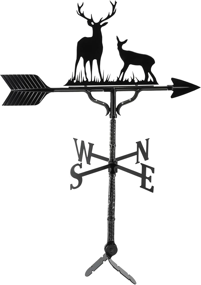 Montague Metal Products Buck and Doe Weathervane - 14 Ornament Colors Available - Roof Mount Included (4 to Choose from) - Deer Weathervane - Hunter Gift Ideas