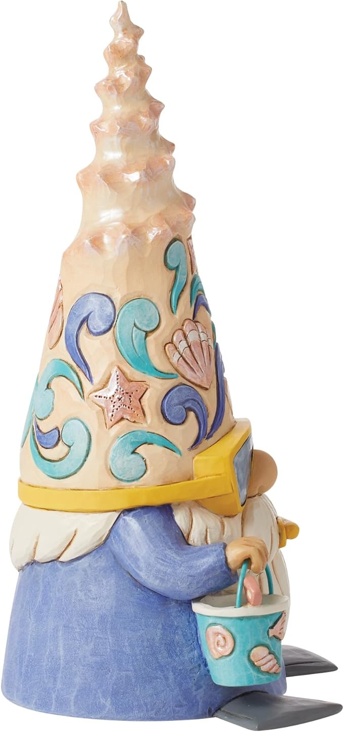 Enesco Jim Shore Heartwood Creek Coastal Gnome Snorkel Shell Figurine- Resin Hand Painted Decorative Beach Home Decor Statue Figurines, 7.75 Inch